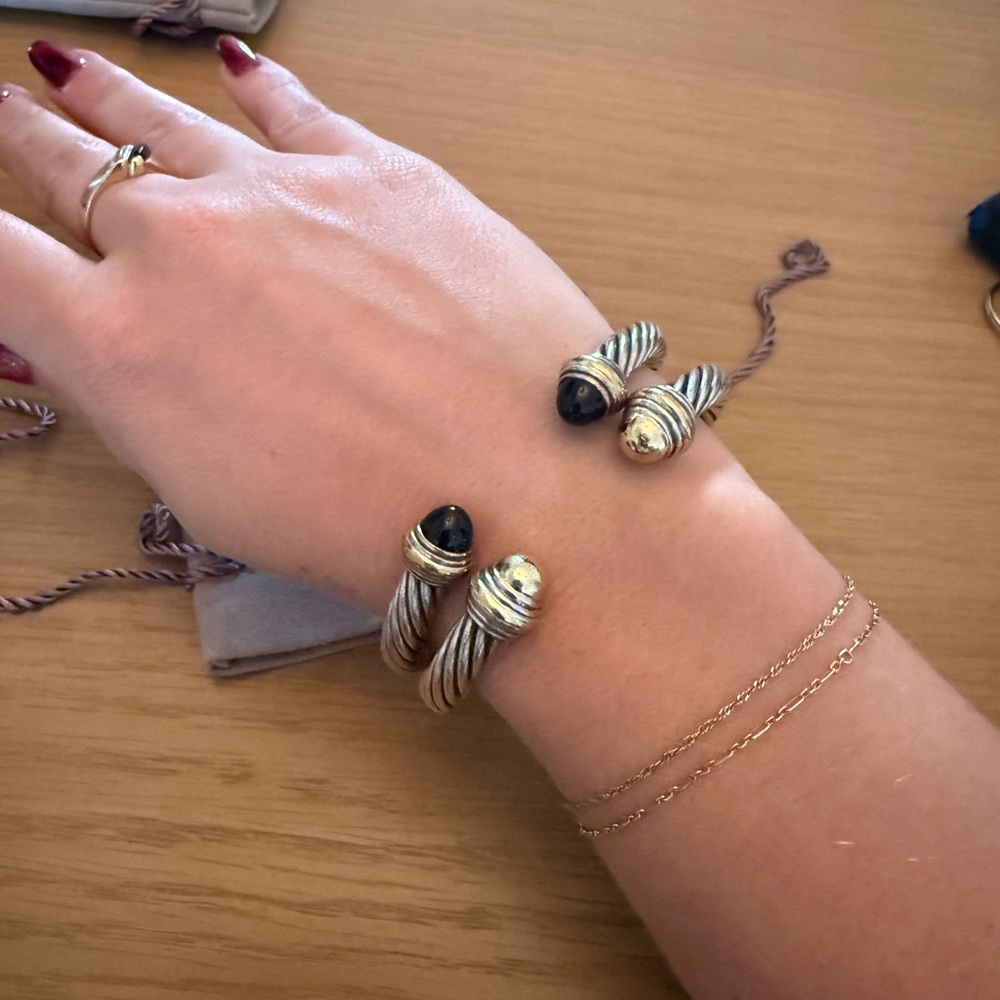 David Yurman Gold and Silver Cable Bracelet 7mm size small